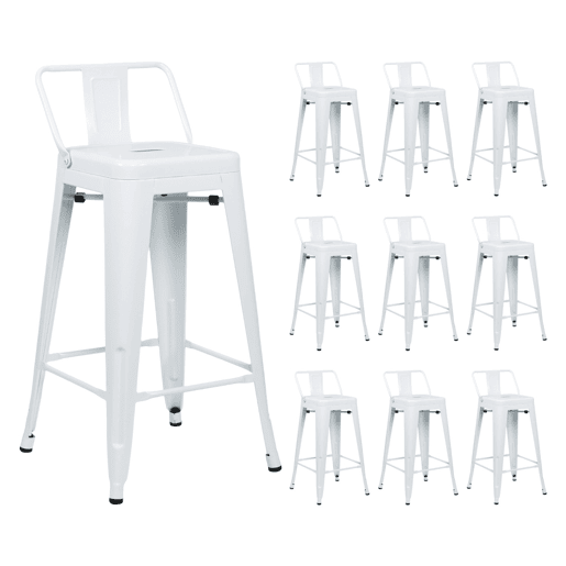 Pack 10 Bancos Altos Industriais de Aço Thinia Home
