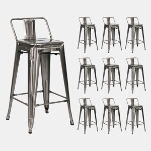 Pack 10 Bancos Altos Industriais de Aço Thinia Home