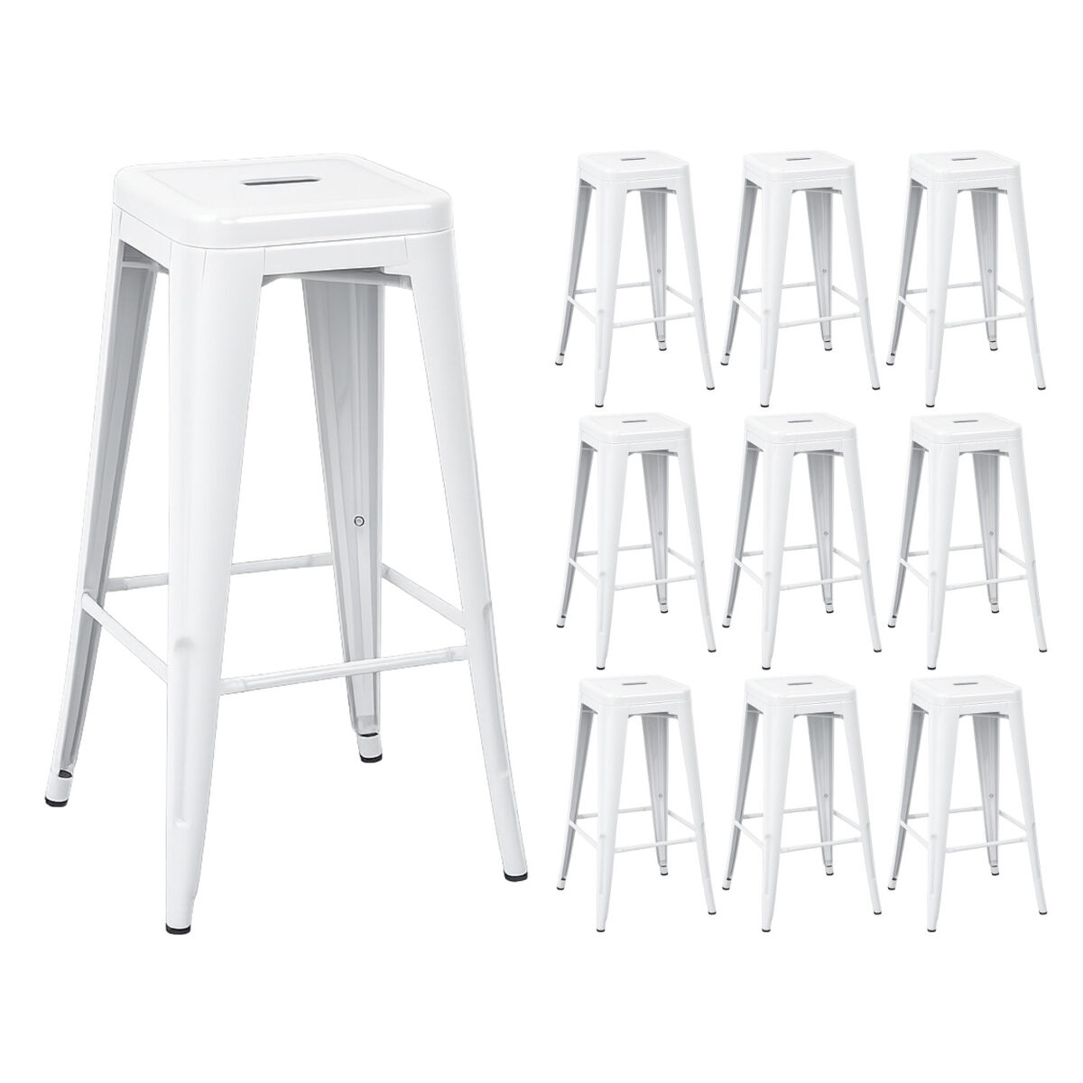 Pack 10 Taburetes Medios Industriales de Acero Thinia Home