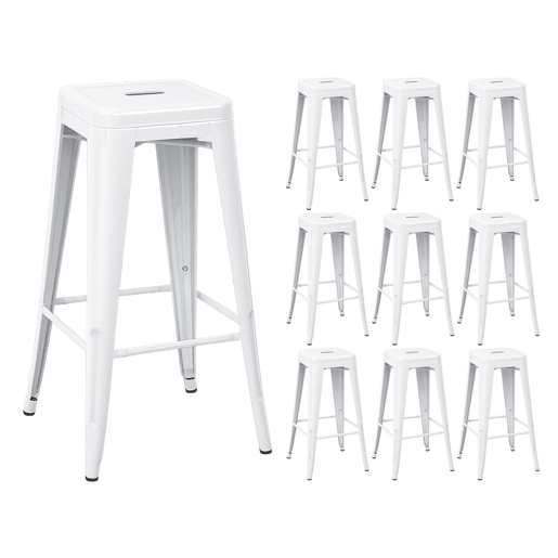Pack 10 Bancos Médios Industriais de Aço Thinia Home
