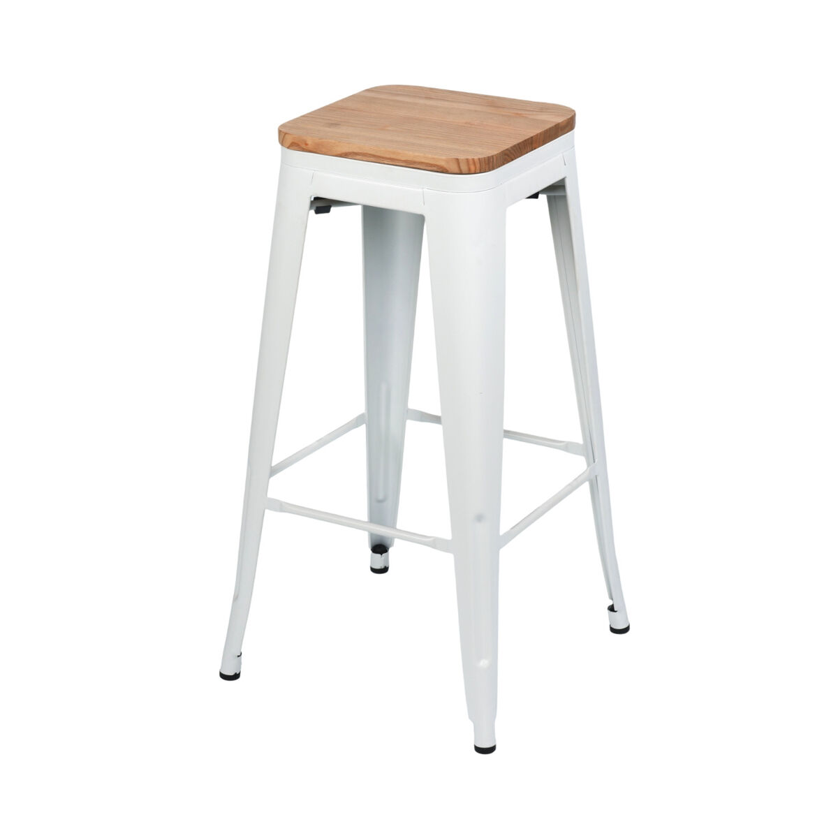 Taburete Medio Industrial de Acero y Madera Thinia Home