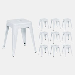 Pack 10 Bancos Baixos Industriais de Aço Thinia Home