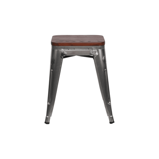 Taburete Baixo Industrial de Aço e Madeira Thinia Home