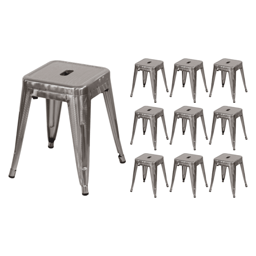 Pack 10 Bancos Baixos Industriais de Aço Thinia Home