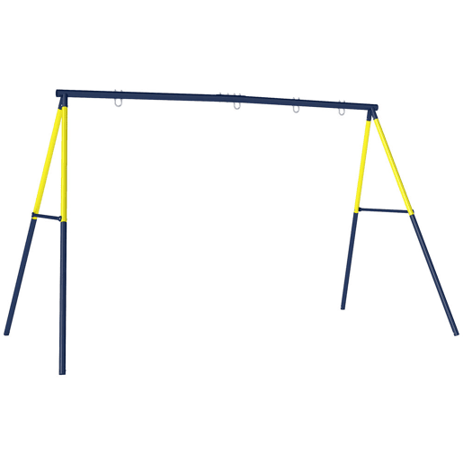 AIYAPLAY Estrutura de Baloiço Infantil Estrutura Metálica para 2 Baloiços Resistente até 150 kg para Assento Ninho e Escada de Trepar para Jardim Varanda 260x160x178 cm Azul