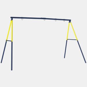 AIYAPLAY Estrutura de Baloiço Infantil Estrutura Metálica para 2 Baloiços Resistente até 150 kg para Assento Ninho e Escada de Trepar para Jardim Varanda 260x160x178 cm Azul