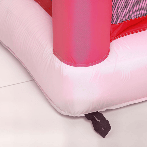 AIYAPLAY Castelo Insuflável para Crianças com Insuflador Escorrega Piscina de Bolas e Cesto de Basquetebol Design de Flamingo para Interior e Exterior 255x230x196 cm Rosa