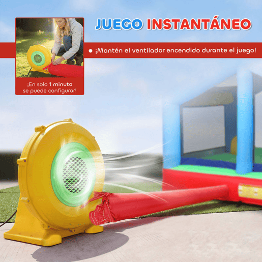 AIYAPLAY Castelo Insuflável para Crianças com Ventoinha Castelo Insuflável com Escorrega Cama Elástica Piscina de Bolinhas Jogo de Aros Toldo e Bolsa de Transporte Interior e Exterior 290x230x200u202Fcm Multicor
