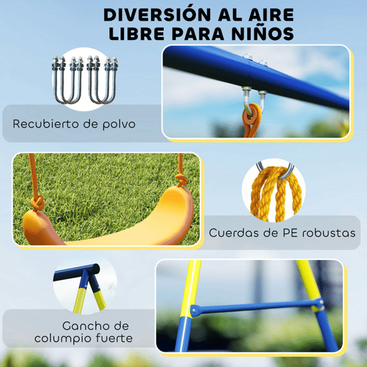 AIYAPLAY Baloiço Infantil 3 em 1 Baloiço com Argolas de Ginástica Suporta até 150 kg para Interior e Exterior Crianças dos 3 aos 8 Anos 285x160x181 cm Multicolor