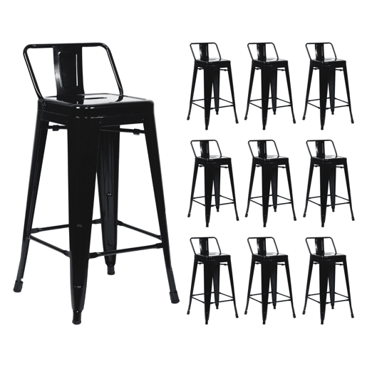 Pack 10 Bancos Altos Industriais de Aço Thinia Home