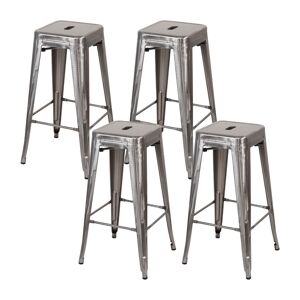 Pack 4 Bancos Médios Industriais de Aço Thinia Home
