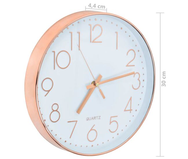 Reloj de pared redondo rosa/dorado ø30 cm