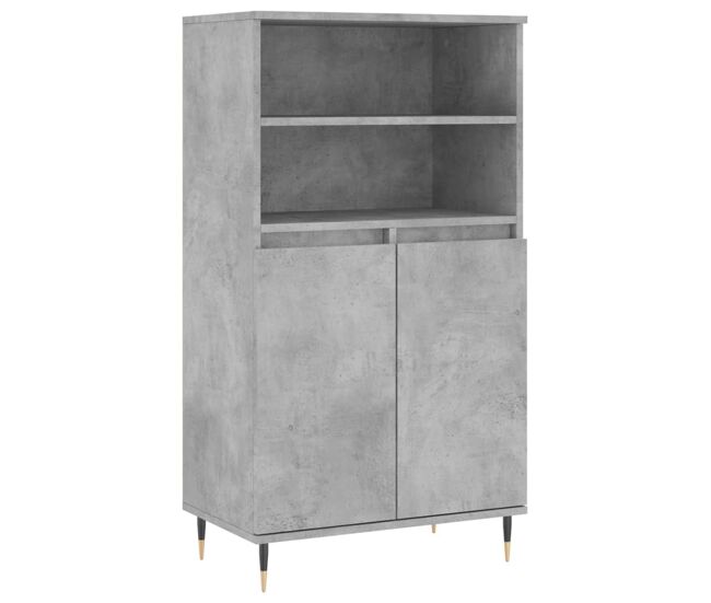 Aparador alto - mueble de almacenamiento madera contrachapada gris hormigón 60x36x110 cm es857