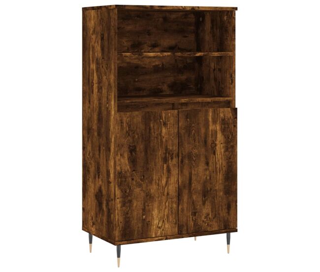 Aparador alto - mueble de almacenamiento madera contrachapada roble ahumado 60x36x110 cm es1171