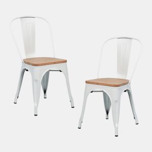 Pack 2 Cadeiras Industriais de Aço e Madeira Thinia Home