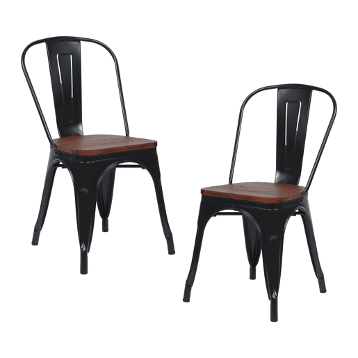 Pack 2 Cadeiras Industriais de Aço e Madeira Thinia Home