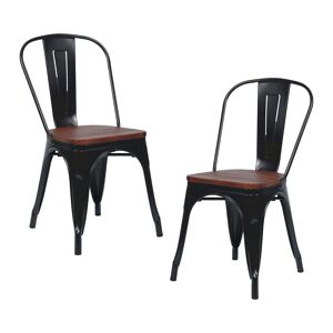 Pack 2 Cadeiras Industriais de Aço e Madeira Thinia Home