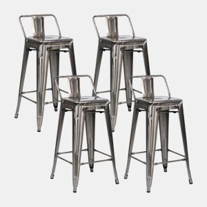 Pack 4 Bancos Altos Industriais de Aço Thinia Home
