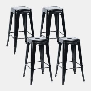 Pack 4 Bancos Médios Industriais de Aço Thinia Home