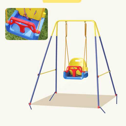 AIYAPLAY Baloiço para Bebés 3 em 1 Baloiço Jardim Exterior com Cordas Ajustáveis Cinto de Segurança Estrutura em A Dobrável para Crianças de 9 Meses a 8 Anos para Interior e Exterior 128x155x157 cm Azul