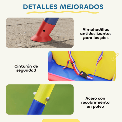 AIYAPLAY Baloiço para Bebés 3 em 1 Baloiço Jardim Exterior com Cordas Ajustáveis Cinto de Segurança Estrutura em A Dobrável para Crianças de 9 Meses a 8 Anos para Interior e Exterior 128x155x157 cm Azul