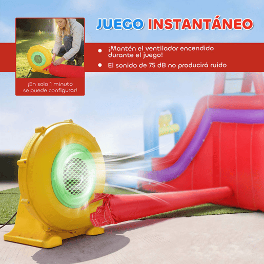 AIYAPLAY Castelo Insuflável Aquático 6 em 1 com Insuflador de 550W para Crianças com Escorrega Parede de Escalada Piscina Aro de Basquetebol e Baliza de Futebol para Exterior e Interior 470x445x205 cm