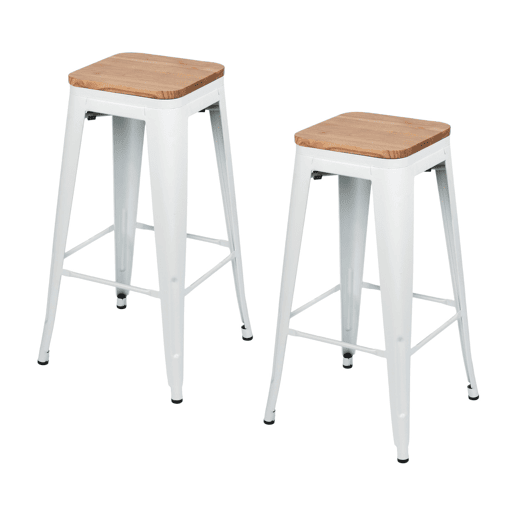 Pack 2 Bancos Médios Industriais de Aço e Madeira Thinia Home