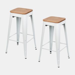 Pack 2 Bancos Médios Industriais de Aço e Madeira Thinia Home