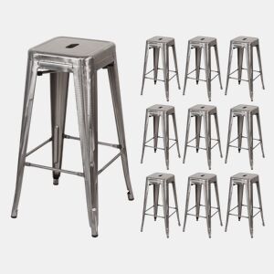 Pack 10 Bancos Médios Industriais de Aço Thinia Home