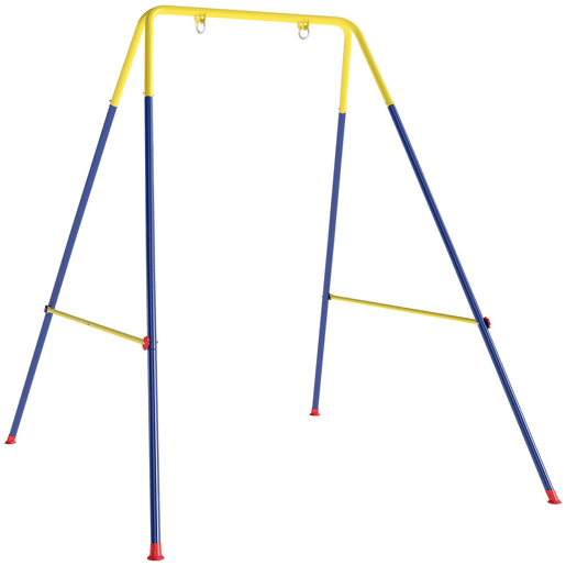 AIYAPLAY Estrutura de Baloiço Infantil Dobrável Estrutura Metálica para 1 Baloiço com 2 Ganchos 4 Estacas Resistente até 50 kg Forma A para Interior e Exterior 128x155x157 cm Azul