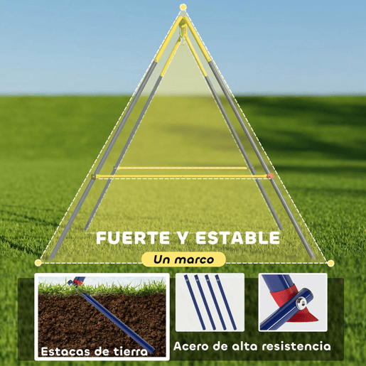 AIYAPLAY Estrutura de Baloiço Infantil Dobrável Estrutura Metálica para 1 Baloiço com 2 Ganchos 4 Estacas Resistente até 50 kg Forma A para Interior e Exterior 128x155x157 cm Azul
