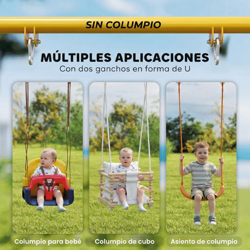 AIYAPLAY Estrutura de Baloiço Infantil Dobrável Estrutura Metálica para 1 Baloiço com 2 Ganchos 4 Estacas Resistente até 50 kg Forma A para Interior e Exterior 128x155x157 cm Azul