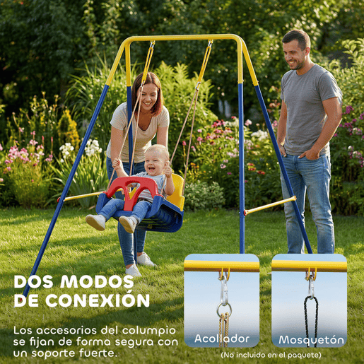 AIYAPLAY Estrutura de Baloiço Infantil Dobrável Estrutura Metálica para 1 Baloiço com 2 Ganchos 4 Estacas Resistente até 50 kg Forma A para Interior e Exterior 128x155x157 cm Azul