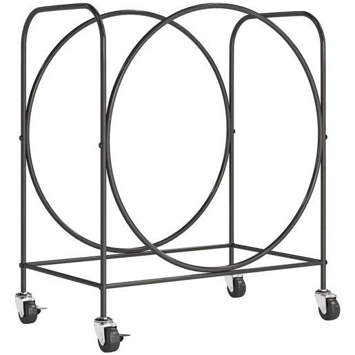 Outsunny Suporte para Lenha de Metal com Rodas 51x30x60 cm Suporte Exterior e Interior Suporte para Lenha de Lareira Armazenamento para Madeira Preto