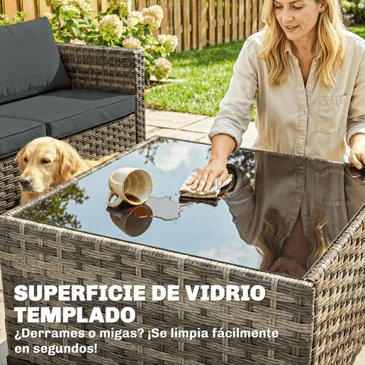 Outsunny Conjunto de Jardim em Vime de 5 Peças Conjunto para Terraço Resistente Móveis de Jardim Exterior Inclui Almofadas 2 Poltronas de Canto Poltrona sem Braços Apoia-Pés e Mesa de Centro Cinza Escuro