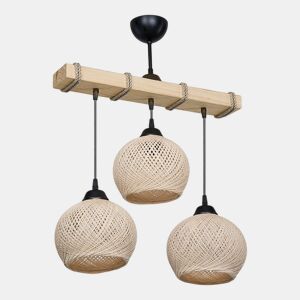 Fiona E27 Pendente Creme Natural 50x20x63 Cm Com Três Lâmpadas de 60W
