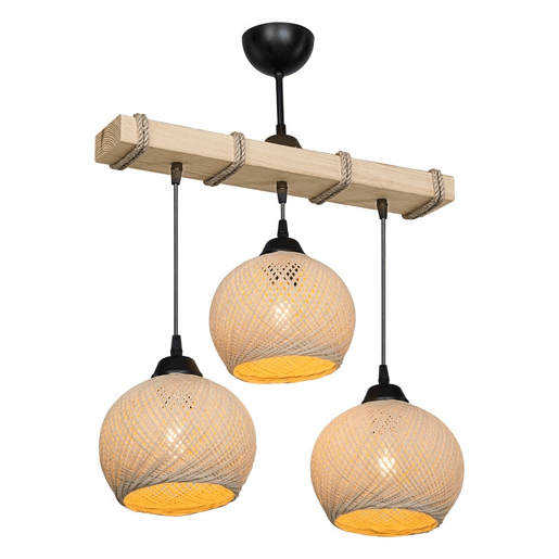 Fiona E27 Pendente Creme Natural 50x20x63 Cm Com Três Lâmpadas de 60W