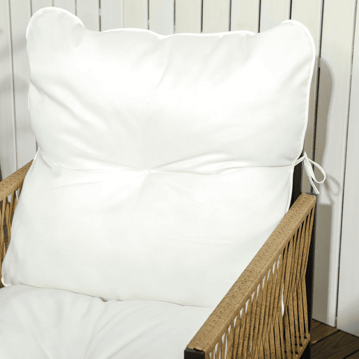 Outsunny Conjunto de Jardim Exterior em Rattan Móveis de Jardim para 4 Peças com 1 Sofá de 2 Lugares 2 Poltronas Almofadas e 1 Mesa com Tampo de Vidro para Terraço Creme e Castanho