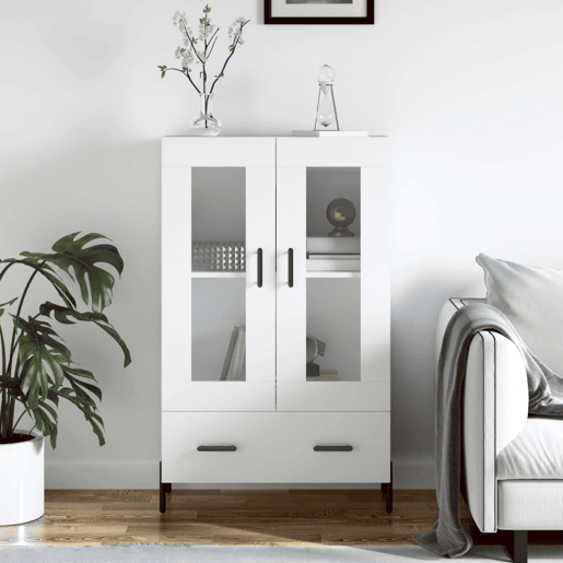 Armário alto - Bufete - Móvel de apoio 69,5x31x115 cm derivados de madeira branco pt1224