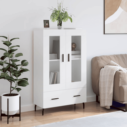 Armário alto - Bufete - Móvel de apoio 69,5x31x115 cm derivados de madeira branco pt1225