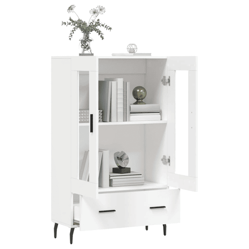 Armário alto - Bufete - Móvel de apoio 69,5x31x115 cm derivados de madeira branco pt1225