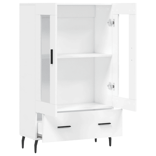 Armário alto - Bufete - Móvel de apoio 69,5x31x115 cm derivados de madeira branco pt1225