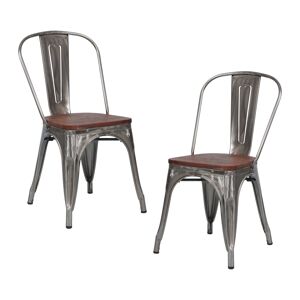 Pack 2 Cadeiras Industriais de Aço e Madeira Thinia Home