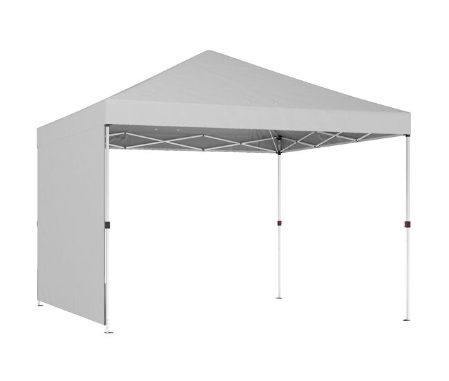 Outsunny carpa plegable 3x3 m, pop-up, con pared lateral, cenador de jardín con protección upf50+, empuje central, altura ajustable, bolsa de transporte, gazebo para camping, exterior, blanco