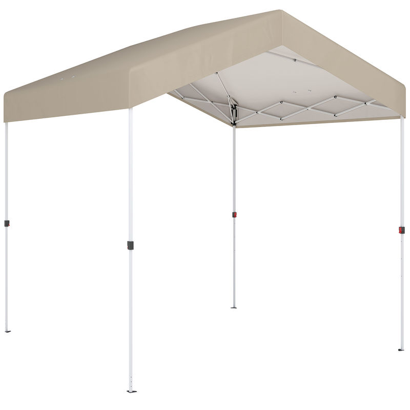 Outsunny carpa plegable 2,4x2,4 m, pop-up, cenador de jardín con upf50+, bloqueo central, altura ajustable, bolsa de transporte, sacos arena, gazebo para exterior, beige