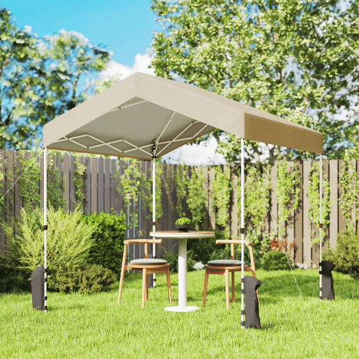Outsunny Tenda Dobrável 2,4x2,4 m - Tenda Pop-up de Jardim com UPF50+, Bloqueio Central, Altura Ajustável, Bolsa de Transporte e Sacos de Areia - Exterior Bege