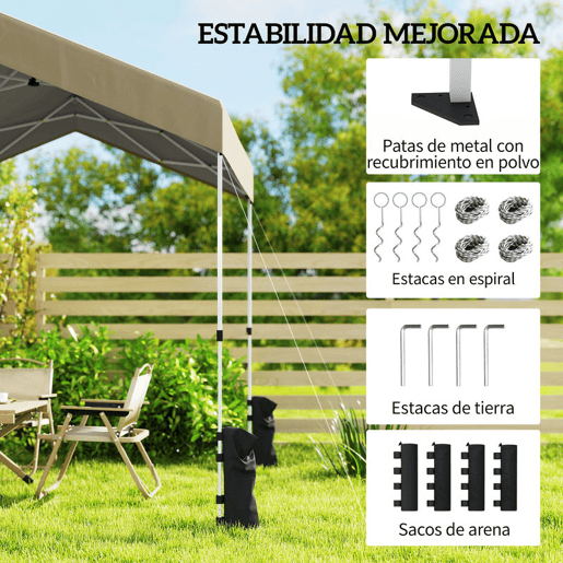 Outsunny Tenda Dobrável 2,4x2,4 m - Tenda Pop-up de Jardim com UPF50+, Bloqueio Central, Altura Ajustável, Bolsa de Transporte e Sacos de Areia - Exterior Bege