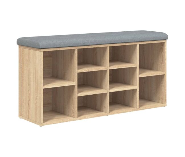 Banco zapatero hermes 10 módulos + asiento acolchado roble 50x102x32 cm