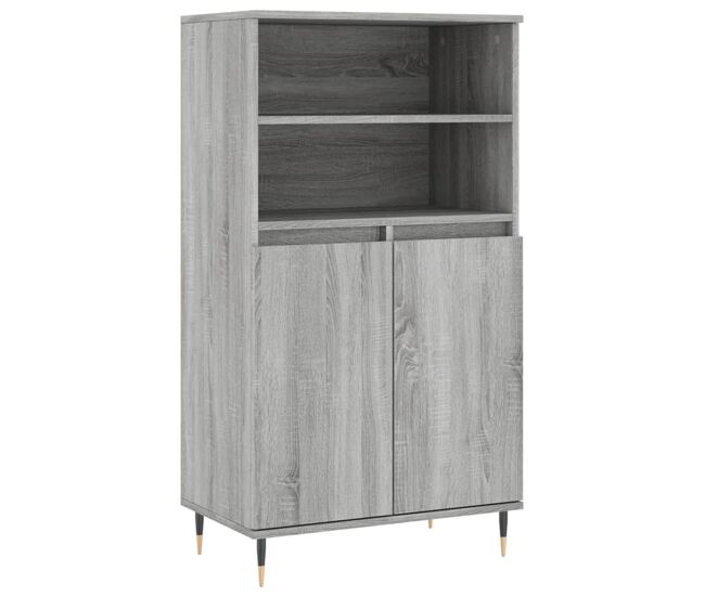Aparador alto - mueble de almacenamiento de madera contrachapada gris sonoma 60x36x110 cm es531