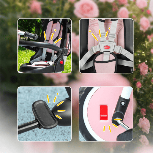 AIYAPLAY Triciclo Evolutivo 6 em 1 Dobrável Bicicleta para Crianças dos 1-5 Anos Assento Giratório 360° Encosto Reclinável com Toldo Pedais Barra de Empurrar Cesto Apoios para os Pés Rosa AIYAPLAY Triciclo Evolutivo 6 em 1 Dobrável Bicicleta para Crianças dos 1-5 Anos Assento Giratório 360° Encosto Reclinável com Toldo Pedais Barra de Empurrar Cesto Apoios para os Pés Rosa